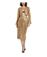 Embellished Mesh Fitted Midi Pencil Skirt