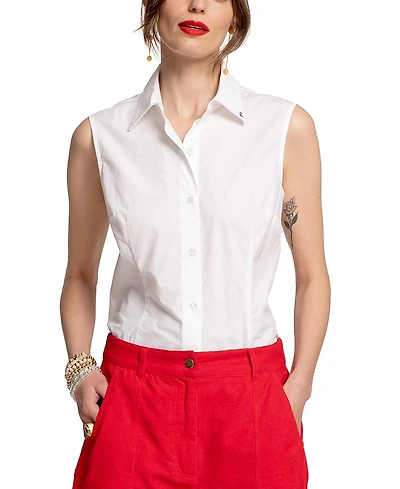 Frances Valentine Lizzie Pointed Collar Shell Top