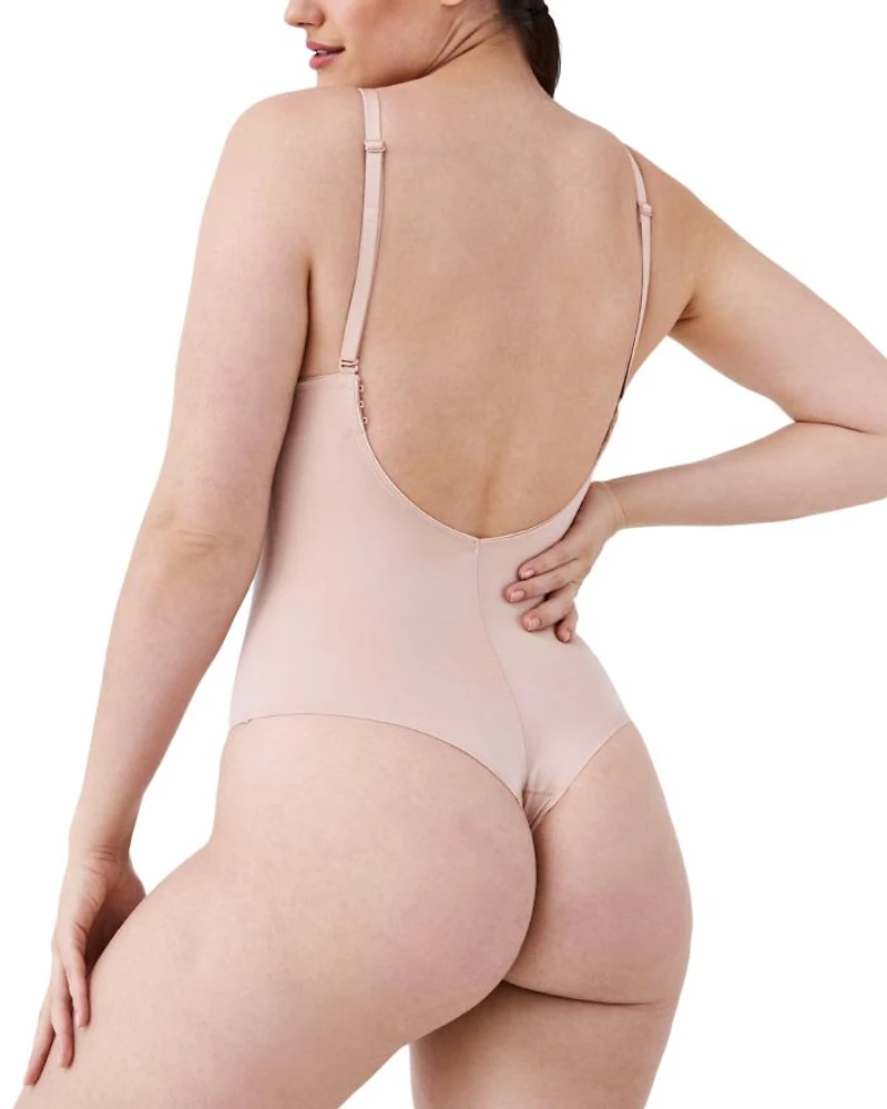 Suit Your Fancy Plunge Low Back Thong Bodysuit
