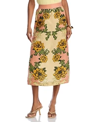 Farm Rio Delicate Flower Linen Arabesque Skirt