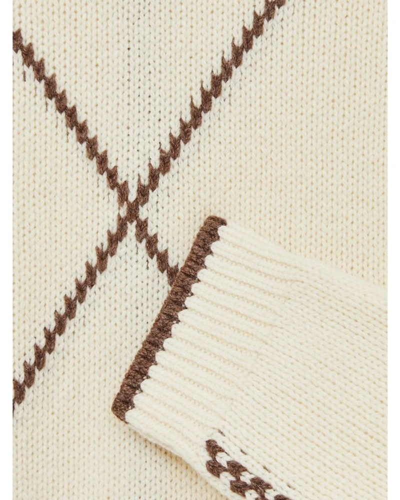 Parvey Wool & Nylon Argyle Tipped Regular Fit Sweater