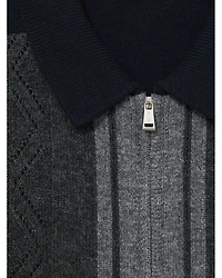 Tennant Wool Color Block Regular Fit Cardigan