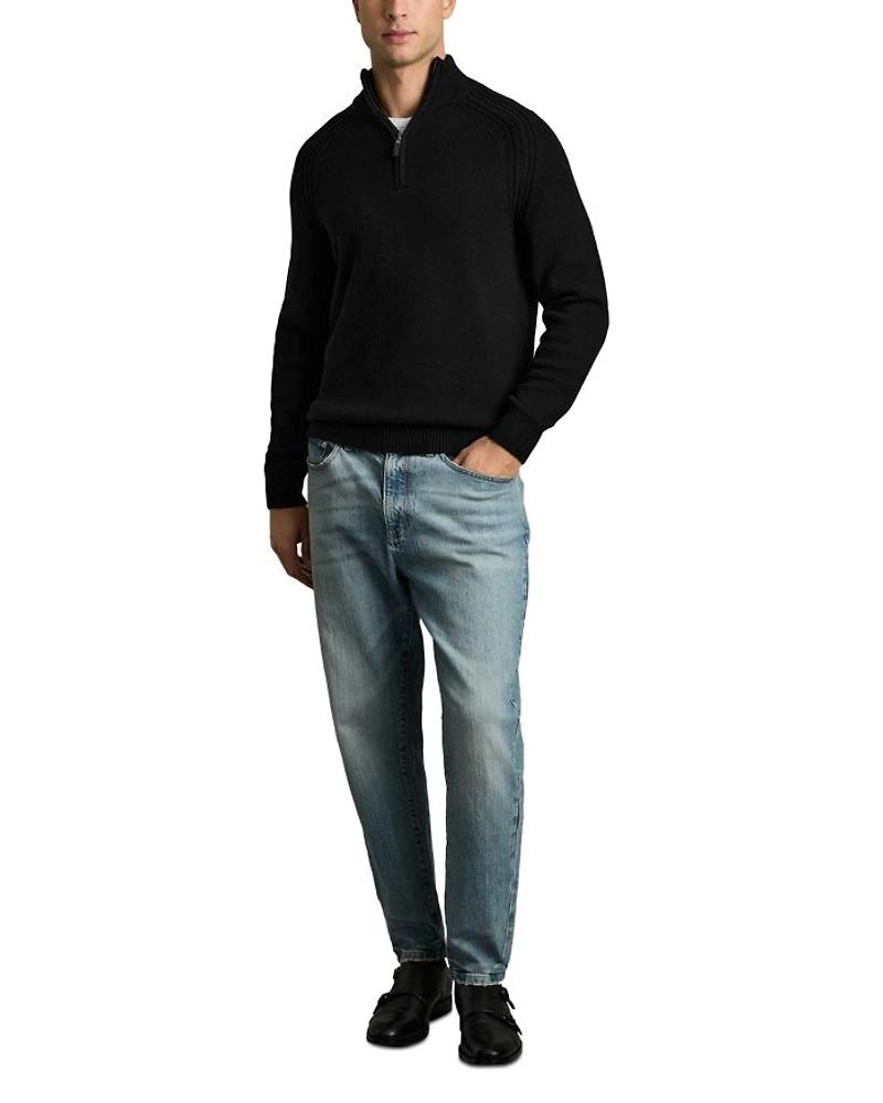 Roberts Wool & Nylon Seam Detail Regular Fit Half Zip Sweater