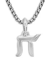 Sterling Silver Chai Amulet with Black Diamonds