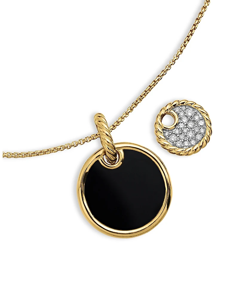 David Yurman 18K Yellow Gold Dy Elements Black Onyx, Mother-of-Pearl & Diamond Convertible Pendant Necklace, 17