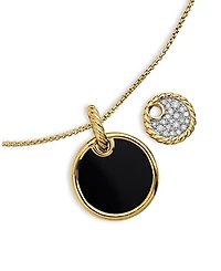 David Yurman 18K Yellow Gold Dy Elements Black Onyx, Mother-of-Pearl & Diamond Convertible Pendant Necklace, 17