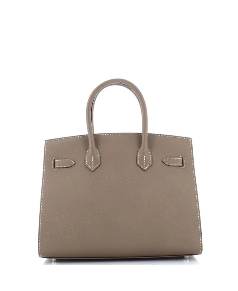 Pre-Owned HERMES Pre-Owned Hermes Birkin 30 Handbag Grey Epsom with Palladium Hardware