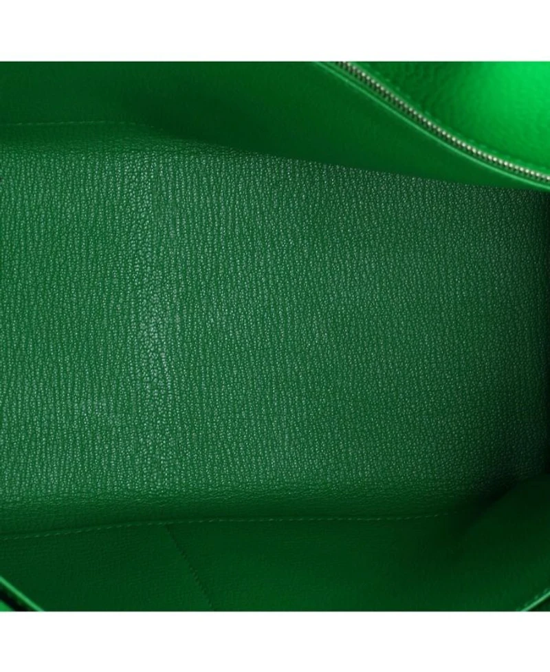 Pre-Owned HERMES Pre-Owned Hermes Kelly 32 Handbag Green Clemence with Palladium Hardware