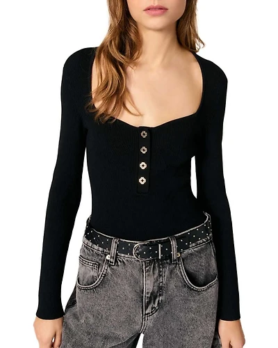 Low Neck Rib Knit Jumper