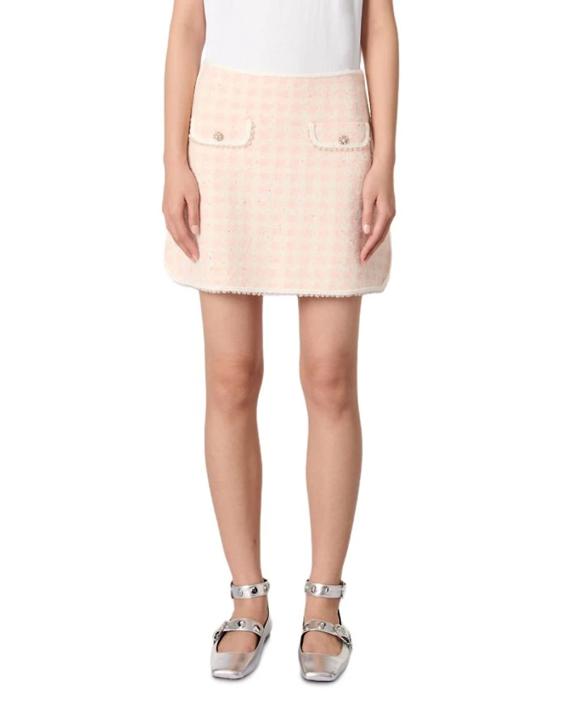 Short Tweed Effect Knit Skirt