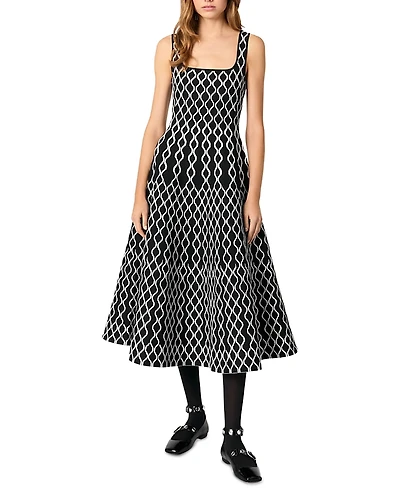Maje Jacquard Knit Midi Dress