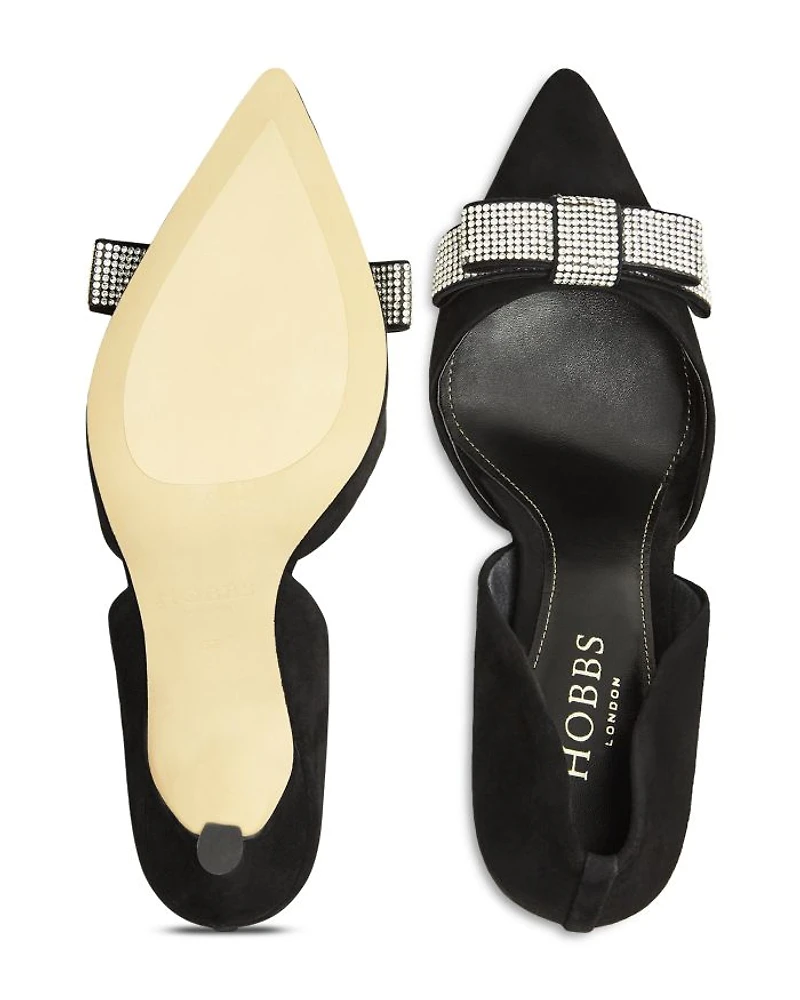 Women's Elva Jeweled Bow Court Kitten Heel Pumps