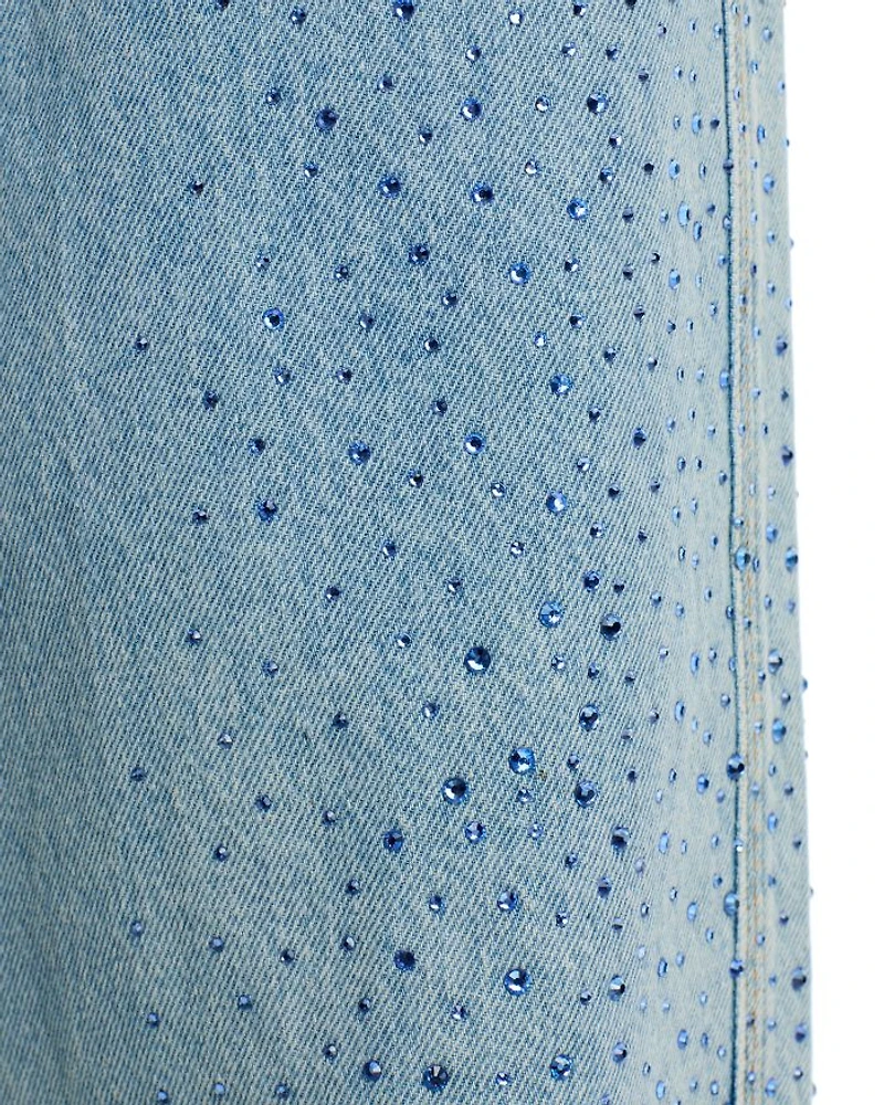 High Rise Wide Leg Jeans Aqua Blue