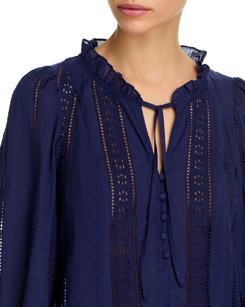 Cotton Lace Inset Blouse - Exclusive
