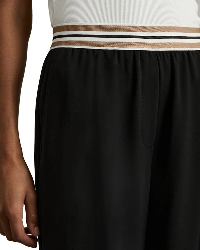 Petites Abs Striped Waistband Wide Leg Trousers