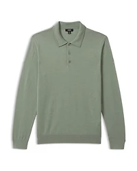 Slim Fit Trafford Long Sleeve Merino Wool Polo Shirt