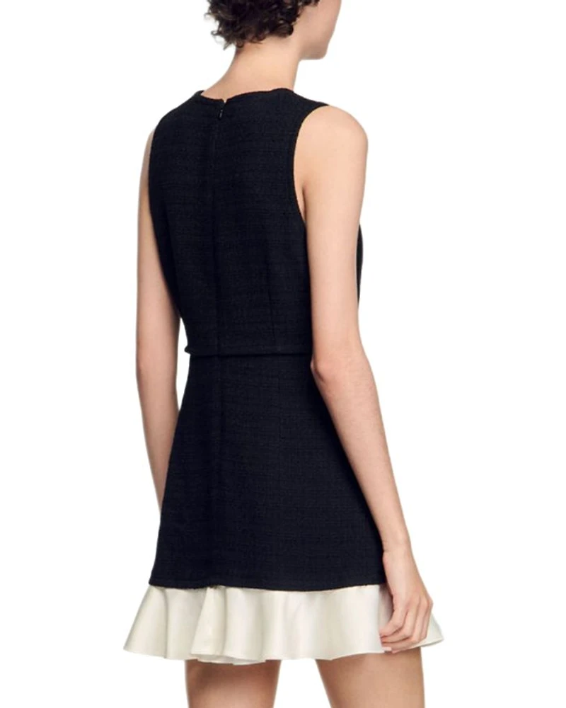 Two Tone Tweed Short Dress