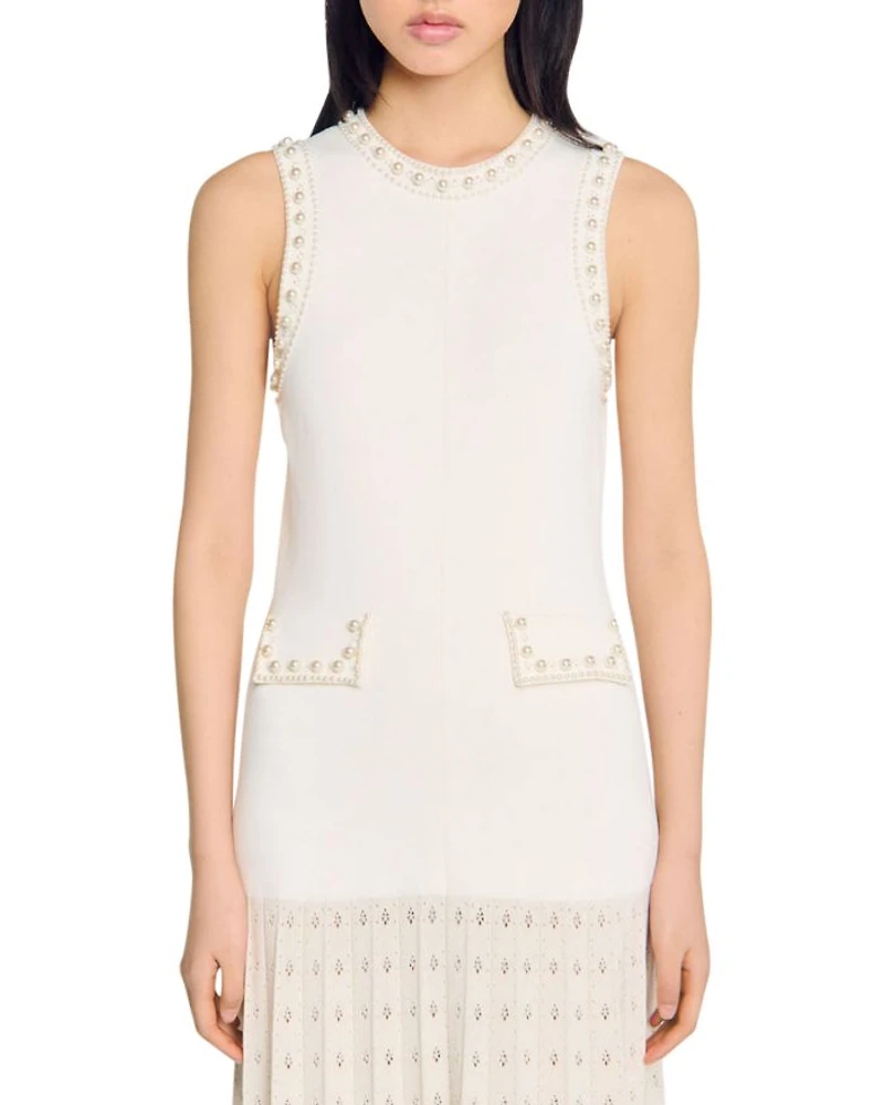 Pearl Bead Knit Maxi Dress