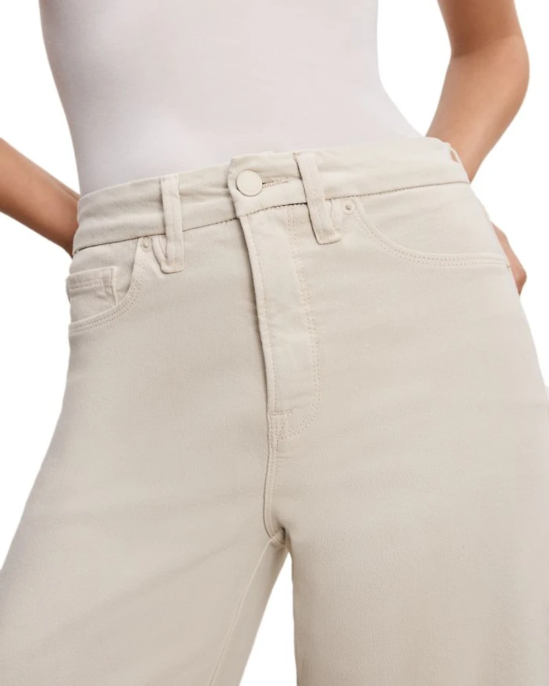 Good Waist High Rise Cropped Palazzo Jeans Bone