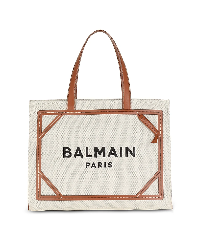 Balmain Women's B-Army 42 Canvas Tote Bag with Leather Details