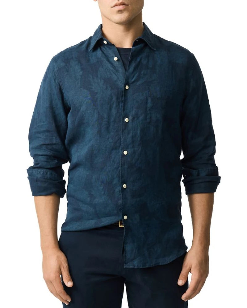 North River Slim Fit Printed Linen Shirt