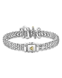 Two Tone Caviar Lux Five Ring Bracelet with Diamonds