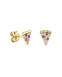 Sydney Evan 14k Yellow Gold Ruby & Diamond Pizza Slice Single Stud Earring