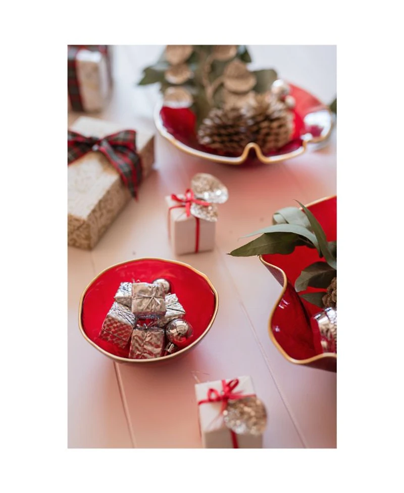 Holiday Glass Medium Ruffled Bowl