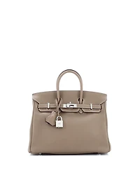 Pre-Owned HERMES Birkin 25 Handbag Grey Swift with Palladium Hardware