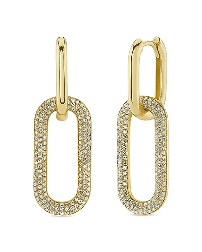 Shy Creation 14K Yellow Gold Kate Diamond Pave Earrings, 0.71 tcw