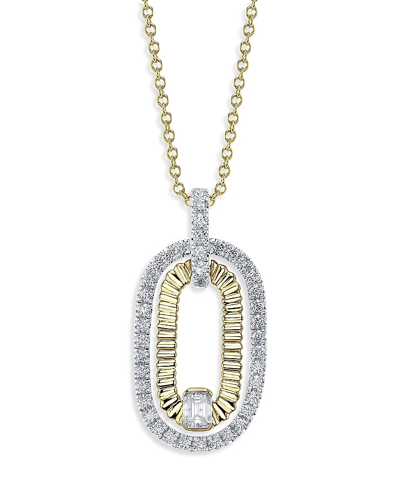 Shy Creation 14K Gold Kate Diamond Double Link Pendant Necklace, 18