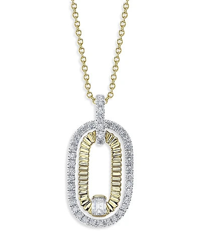 Shy Creation 14K Gold Kate Diamond Double Link Pendant Necklace, 18