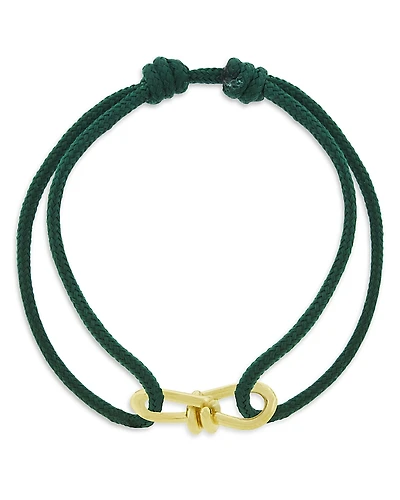 Luis Morais Men's 14K Yellow Gold Large Twisted Wire Juniper Green Cord Bracelet
