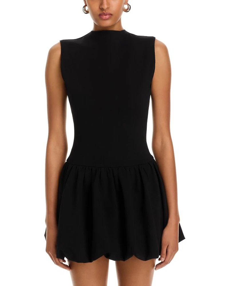 Ponte Mock Neck Bubble Mini Dress - Exclusive