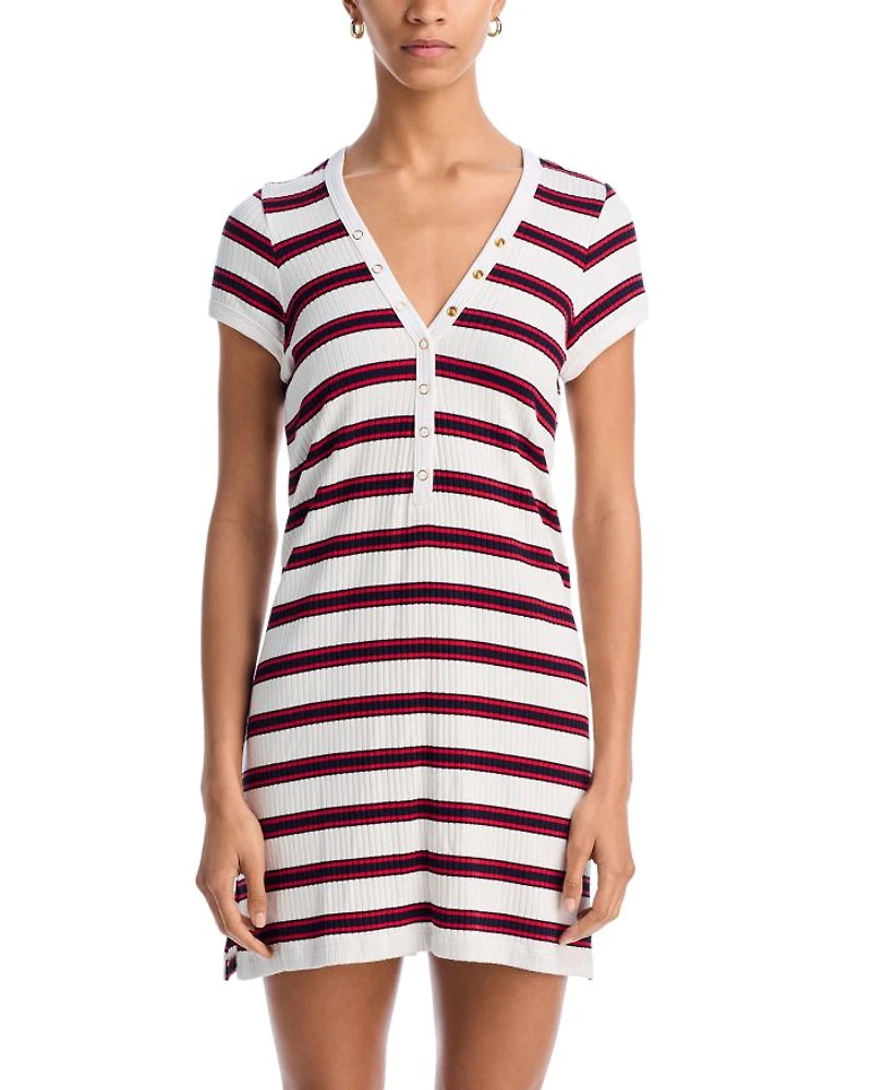 Amy Striped Shirt Dress Swim Cover-Up