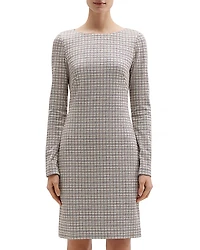 Theory Betty Long Sleeve Grid Knit Dress