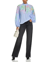 Printed Mandarin Collar Blouse