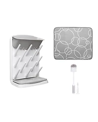 Ubbi Vertical Bottle Drying Rack, Botte Brush & Microfiber Drying Mat Bundle