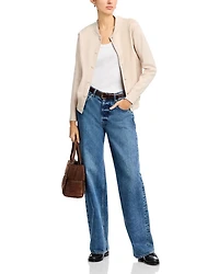 Faux Suede Snap Closure Bomber Jacket