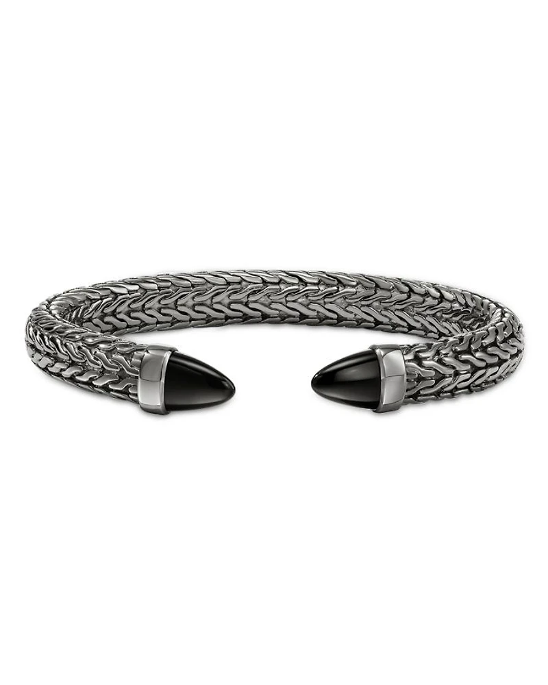 Sterling Silver Spear Black Onyx Cuff Bracelet