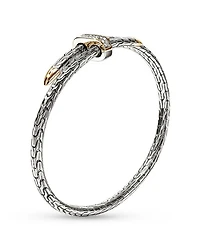 14K Yellow Gold & Sterling Silver Spear Diamond Flex Bypass Cuff Bracelet