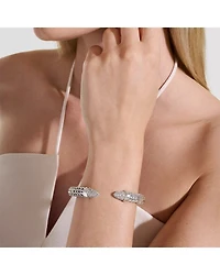 Sterling Silver Spear Diamond Pavé Flex Cuff Bracelet