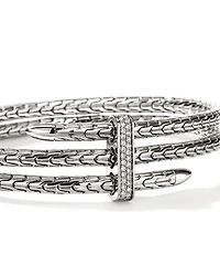 Sterling Silver Spear Diamond Pavé Double Flex Cuff Bracelet