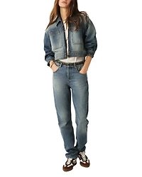 Vinciane Cropped Zip Denim Jacket