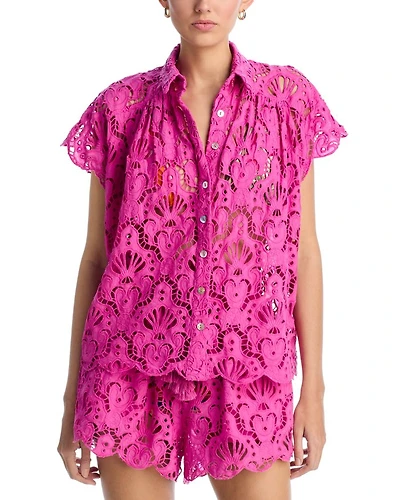 Embroidered Lace Cover-Up Shirt