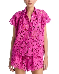 Embroidered Lace Cover-Up Shirt