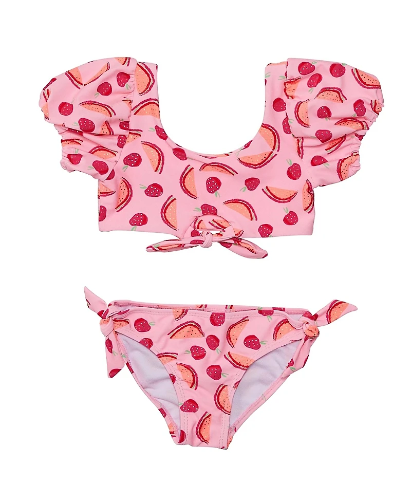 Snapper Rock Girls' Berry Sweet Knot Front Bikini - Little Kid, Big Kid