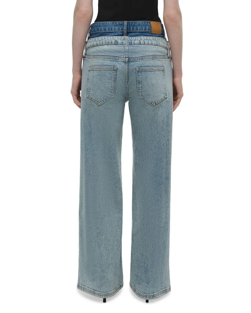 Kove High Rise Double Waistband Jeans Two Tone Del Mar