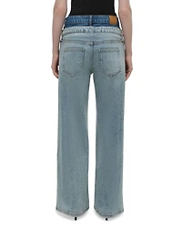 Kove High Rise Double Waistband Jeans Two Tone Del Mar