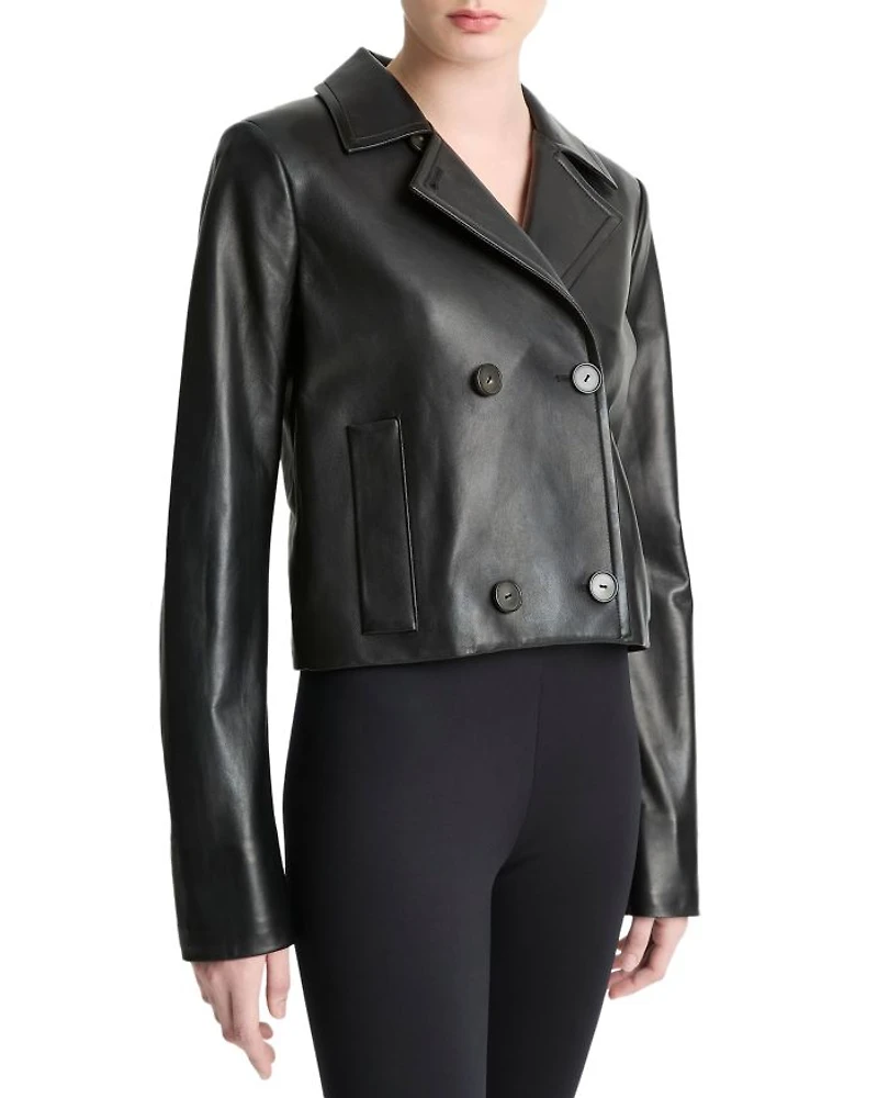 Leather Shrunken Peacoat